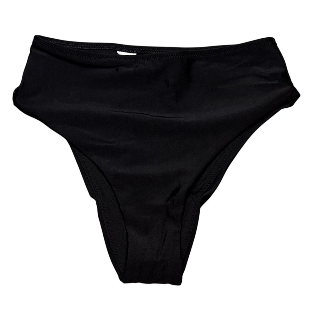 Aerie Black Cheeky Bikini Bottom XS Minimal Mid Rise Swim